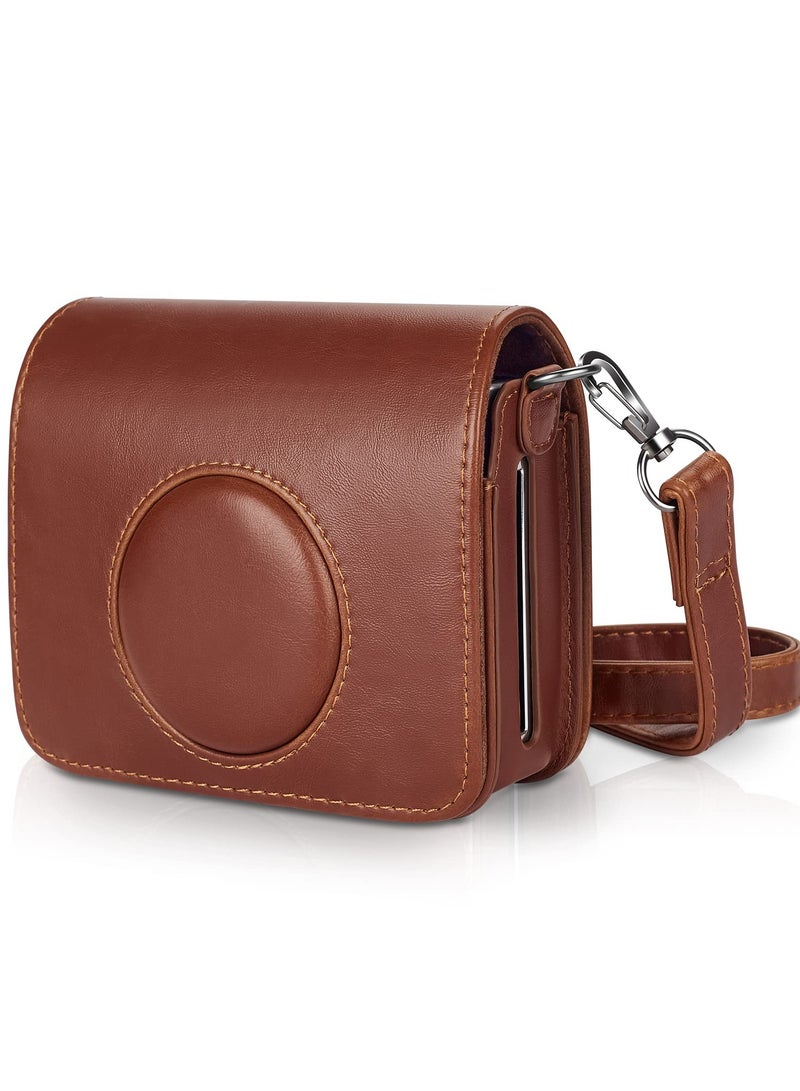SOLARAE Protective Case Compatible with Fujifilm Mini EVO Hybrid Instant Camera-PU Leather Bag with Adjustable Shoulder Strap (Brown) - Image 1