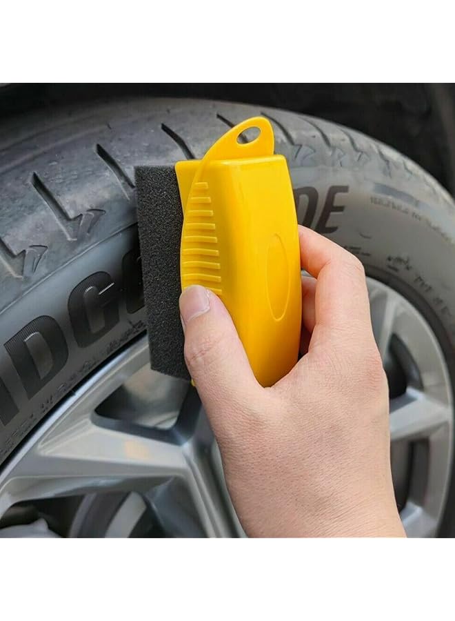 SYOSI Tire Dressing Applicator Brush, 2 Pcs Tire Shine Applicator Ergonomic Design Tire Brush, Car Wheel Waxing Sponge With Case Auto Tire Cleaning Pad For Tire Gel (Black+Yellow) - Image 2