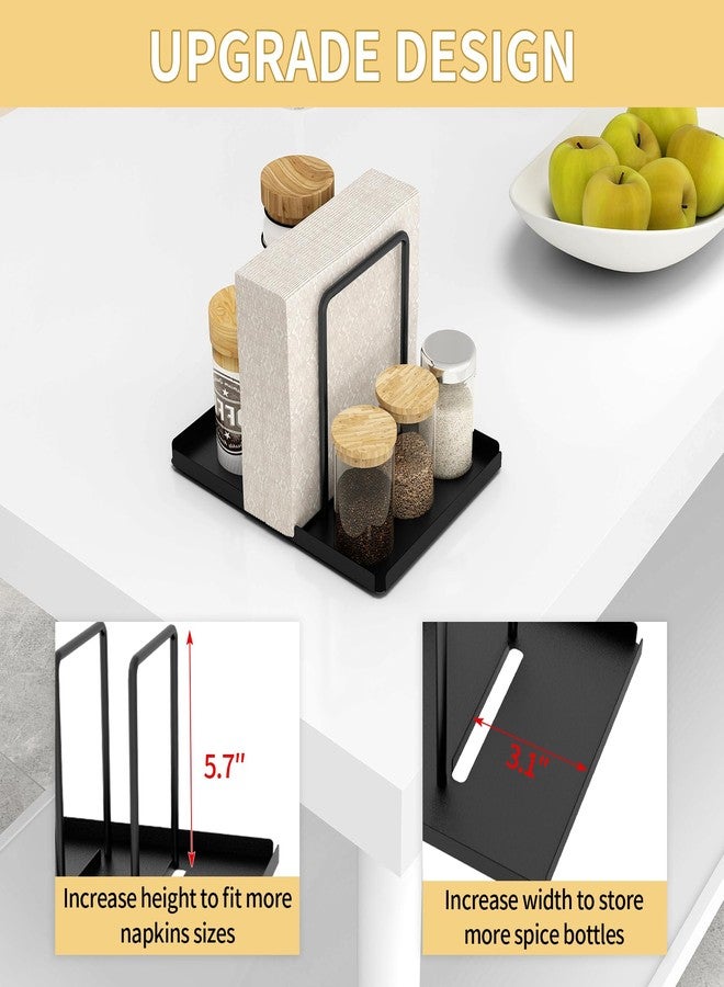 LSK Napkin Holder, Steel Napkin Holder for Table with Salt and Pepper Shakers Caddy, Standing Paper Napkin Storage for Kitchen Dining Table Countertop, Black - Image 2