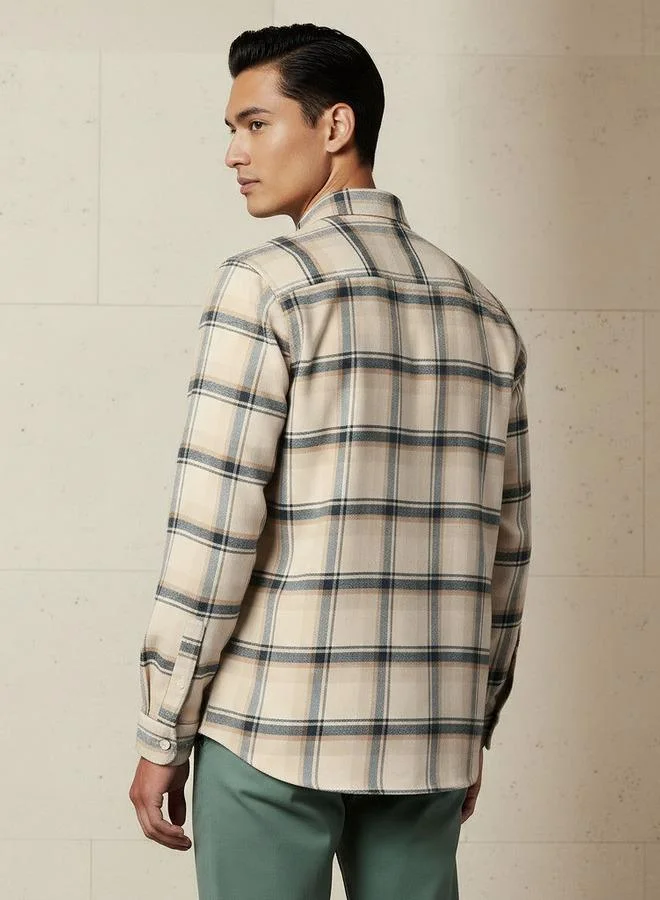 Splash FAV  Men Regular Fit Collared Checked Long Sleeve Shirt for Men | Best Price UAE