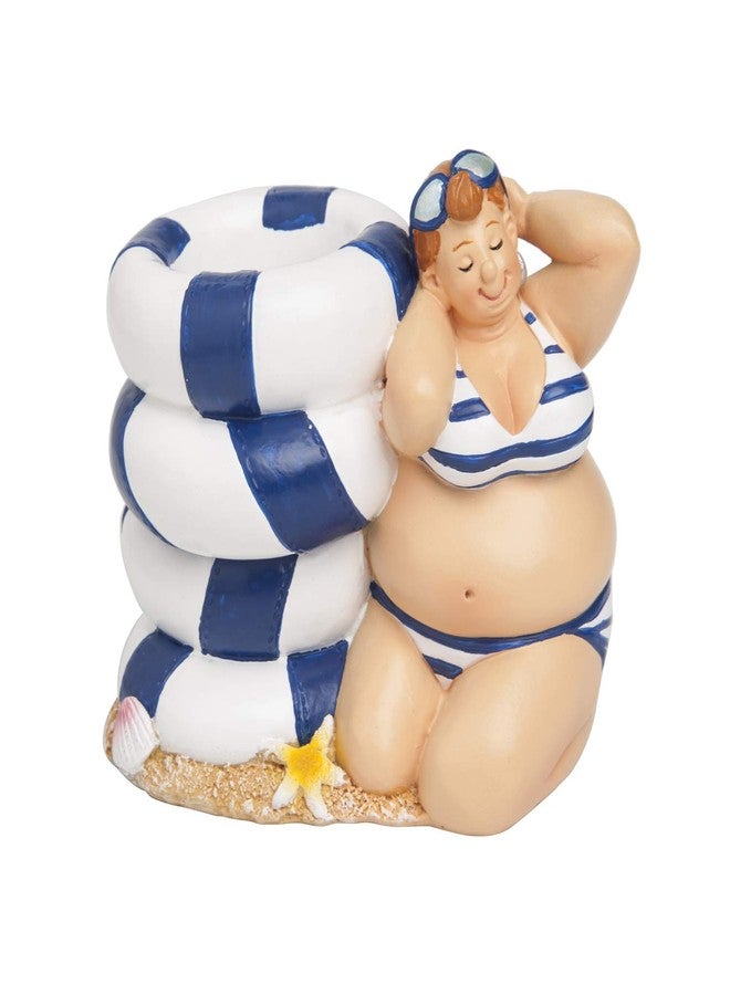 Beachcombers 3" x 4.38" Sun Bathing Lady Beach Themed Small Office Desk Writing Pen Holder All Seasons Life Saving Buoys Fun Cute Small Organizer Organization Decor Decoration Multi - Image 2