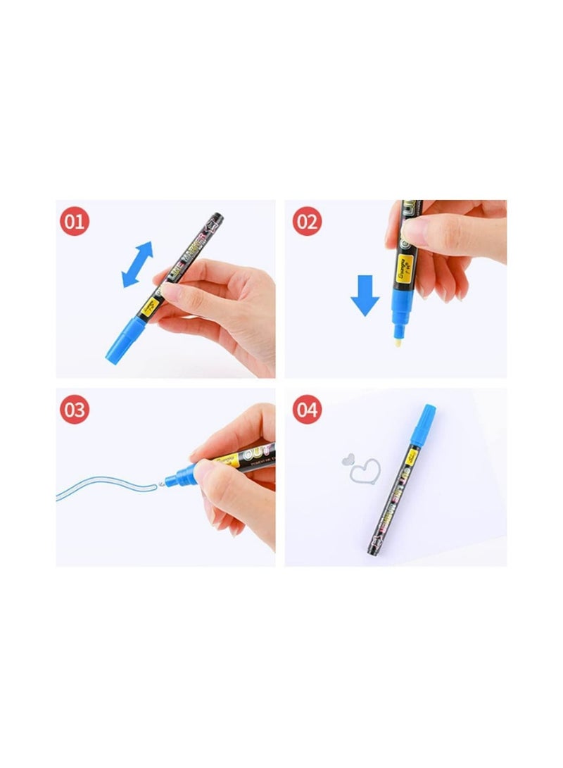 SYOSI Doodle Markers,12 Colors Outline Metallic Markers Double Line Pens Permanent Markers Pens for Art, Drawing, Greeting Cards,Rock Painting, Kid Journal, Metal, Wood Ceramic, Glass (12PCS) - Image 5