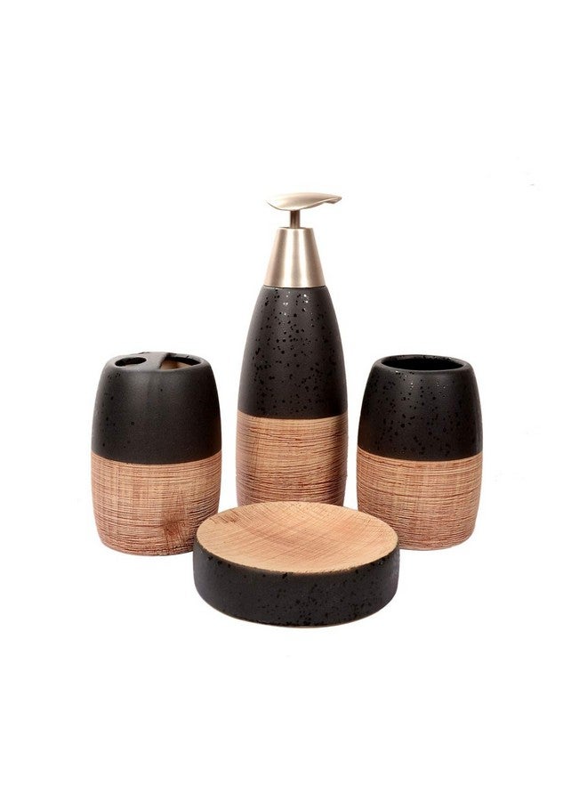 Skywalk Ceramic Bathroom Set of 4 Pieces - Soap Dispenser, Beaker/Tumbler, Soap Dish, Brush Holder for Bathroom Décor and Home Gift Set