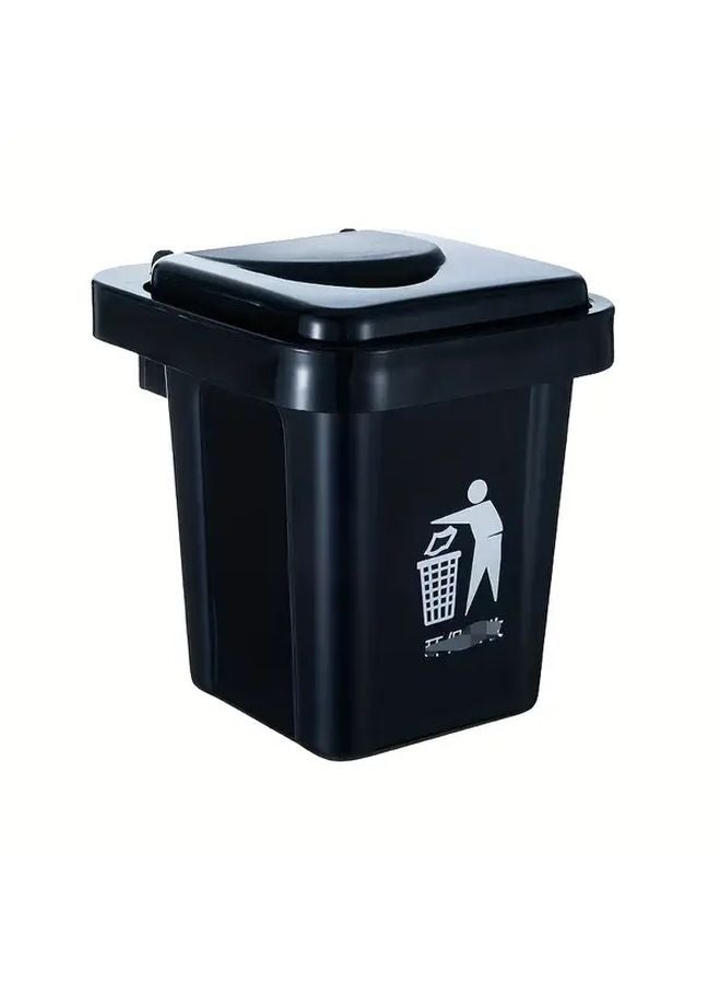 Wall Mounted Trash Can With Lid Anti Fly Ash Toilet Ashtray Black - Image 5
