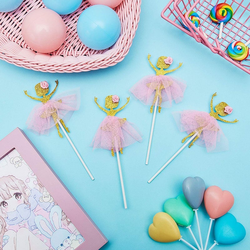 Blulu 48 Pieces Ballerina Tutu Ballet Dancer Girls Cupcake Toppers Dancing Cake Dessert Muffin Toppers for Wedding Baby Shower Birthday Party - Image 3