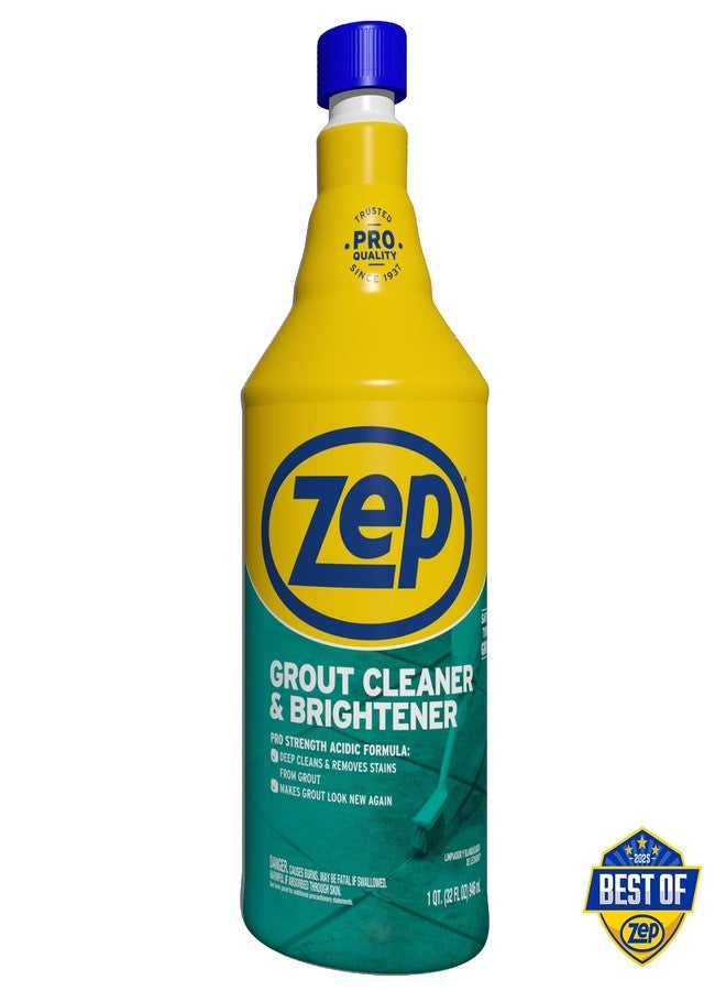 Zep Grout Cleaner and Brightener and Easy to Use Handheld Brush - 32 oz (Case of 2) - ZU104632 - Deep Cleaning Formula Removes Old Stains From Grout - Image 2