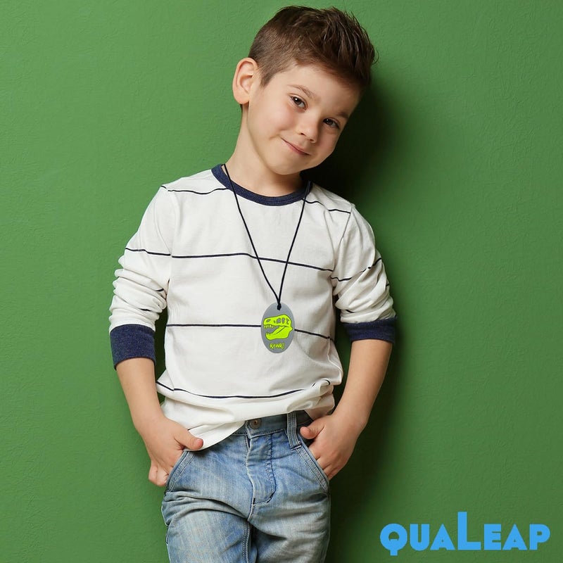 QUALEAP Xtra Tough XT Dino Sensory Chew Necklace for Kids Boys or Girls  Chewing Necklace Teething Necklace Teether Necklace Chew Toys  Teething Toys Designed for Autism Aggressive Chewers - Image 2