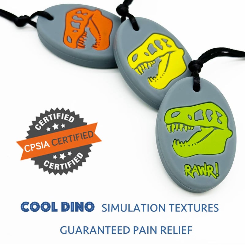 QUALEAP Xtra Tough XT Dino Sensory Chew Necklace for Kids Boys or Girls  Chewing Necklace Teething Necklace Teether Necklace Chew Toys  Teething Toys Designed for Autism Aggressive Chewers - Image 4