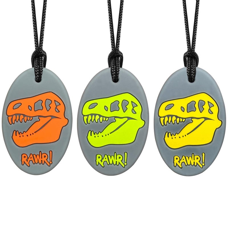 QUALEAP Xtra Tough XT Dino Sensory Chew Necklace for Kids Boys or Girls  Chewing Necklace Teething Necklace Teether Necklace Chew Toys  Teething Toys Designed for Autism Aggressive Chewers - Image 1