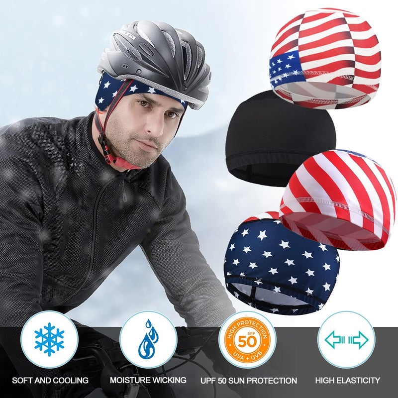 vidsel Skull Cap Helmet Liner Hard Hat Liner Running Beanie Head Wrap Bicycle Football Sweat Wicking Cycling Caps for Men Women - Image 3