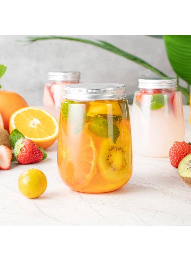 Restaurantware Bottle Tek 17 Ounce Juice Bottles, 100 Round Empty Plastic Bottles - Disposable, With Aluminum Lids, Clear Plastic Juice Containers For Juicing, For Tea, Smoothies, Or Cocktails  - Image 3