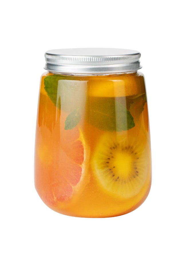 Restaurantware Bottle Tek 17 Ounce Juice Bottles, 100 Round Empty Plastic Bottles - Disposable, With Aluminum Lids, Clear Plastic Juice Containers For Juicing, For Tea, Smoothies, Or Cocktails  - Image 2