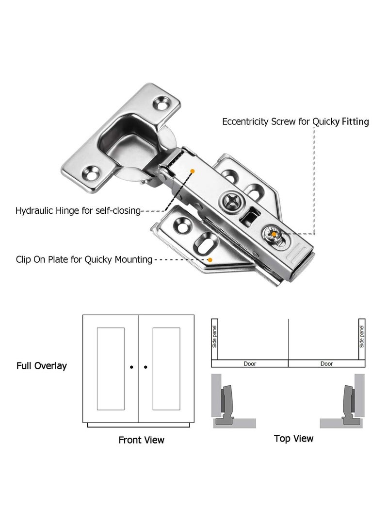 طقم مفصلات دولاب  خزانة مخفية بزاوية 110 درجة، بدون إطار، مطلية بالنيكل - Image 5