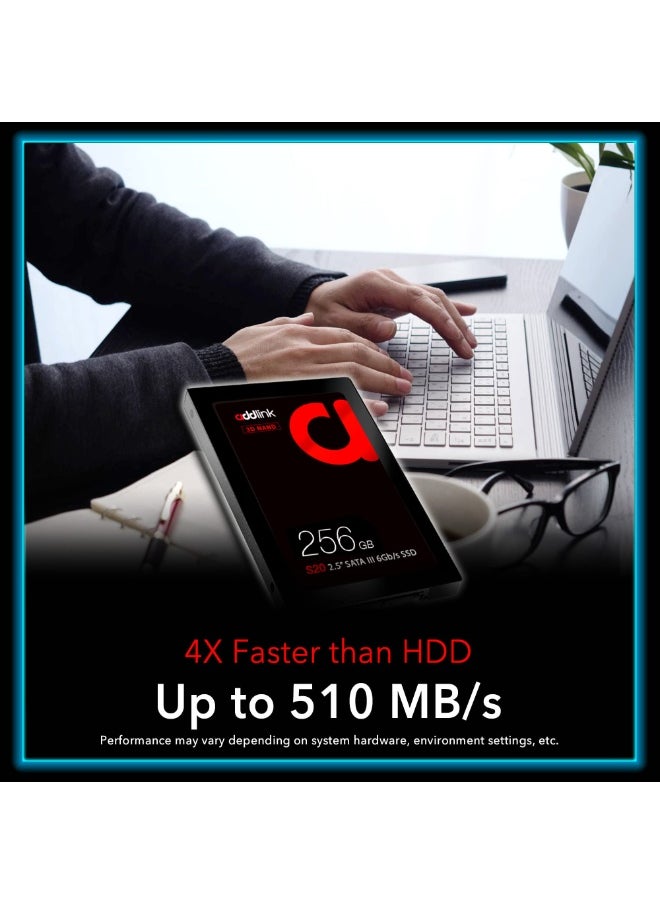 addlink S20 256GB PS4 Compatible SATA SSD III 2.5 Inch Internal SSD, Up to 510MB/s Maximum Read Speed, Perfect HDD Replacement/Upgrade for Laptops, PC Desktops Sony PS4 AD256GBS20S3S  - Image 4