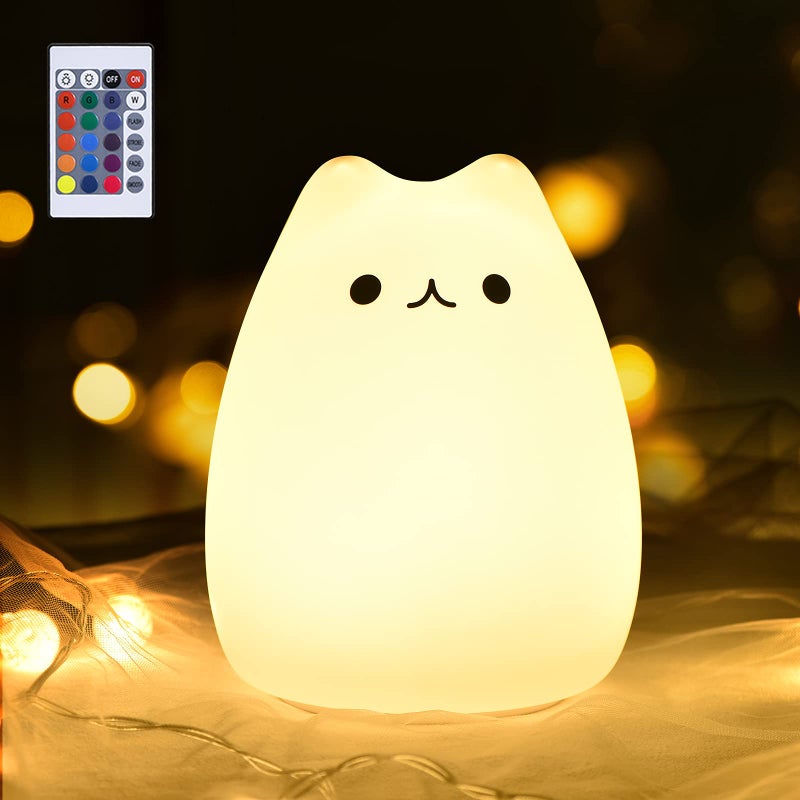 GoLine Cat Lamp Gifts for 3 4 5 Year Old GirlsGraduation Gifts for Teen GirlsKids Night Light for BedroomKawaii Kitty Baby Nursery Lamp with Remote Control - Image 2
