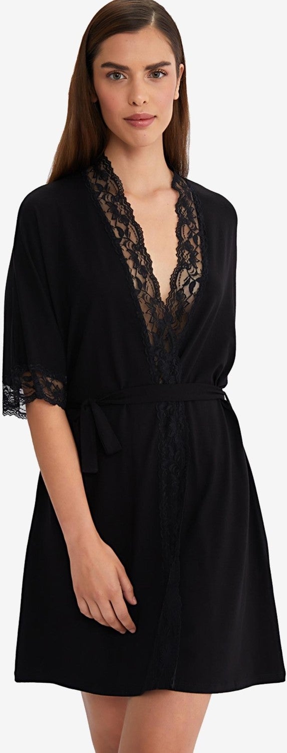 Ayyıldız Crescent 59441 Black Combed Cotton Dressing Gown  - Image 1
