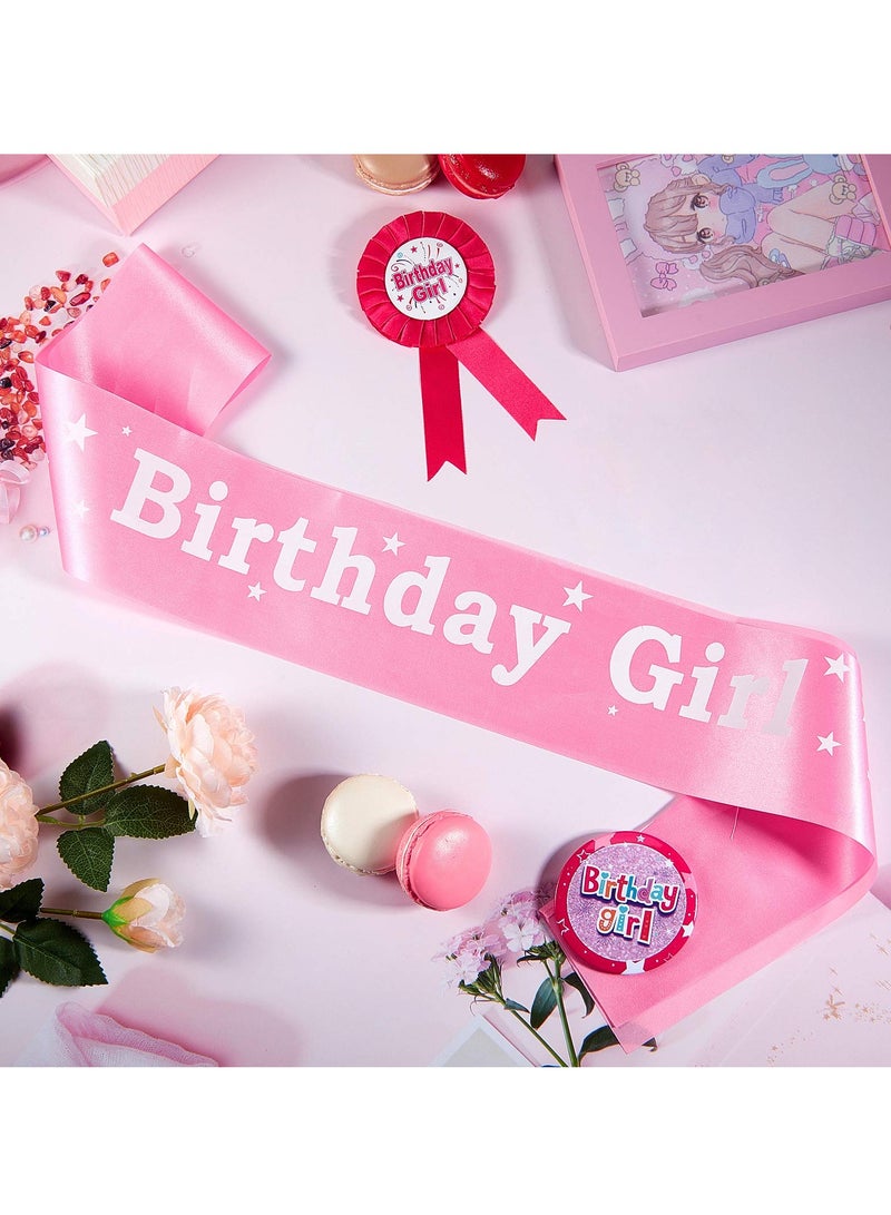 KASTWAVE 3 Pieces Birthday Girl Badge Decorations Set Includes Award Ribbon and Pink Sash for Party Supplies - Image 3