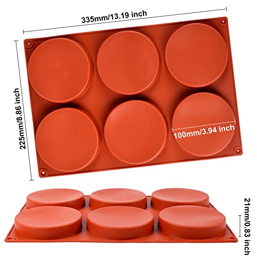 Goensjt 2 Pack Large Silicone Molds for Baking/Non-Stick 4 inch 6-Cavity Round Silicone Baking Mold for Whoopie Pie Pan, Corn Bread, Candy, Eggs, Muffin, Soap, - Image 2