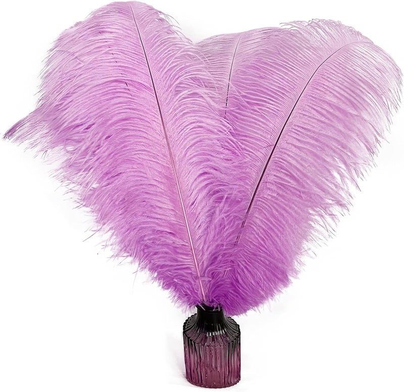 HAPPY FEATHER 16-18 inch Light Purple Ostrich Feathers Craft for Wedding Party Centerpieces Home Decoration DIY Craft Pack of 10 - Image 1