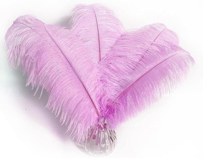HAPPY FEATHER 16-18 inch Light Purple Ostrich Feathers Craft for Wedding Party Centerpieces Home Decoration DIY Craft Pack of 10 - Image 2