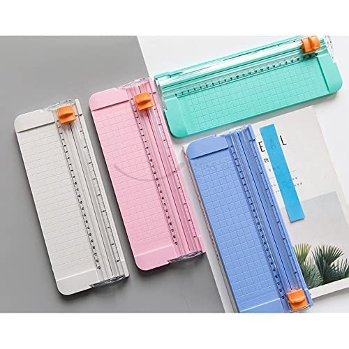 DEZIINE�1Pcs MINIPaper Cutter Portable Guillotine Paper Trimmer with Automatic Security Safeguard for Home and Office Papers Cards Labels Coupons Photos Cutting. Set of 1 Multi Colour - Image 3