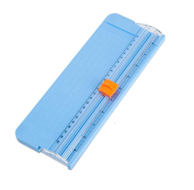 DEZIINE�1Pcs MINIPaper Cutter Portable Guillotine Paper Trimmer with Automatic Security Safeguard for Home and Office Papers Cards Labels Coupons Photos Cutting. Set of 1 Multi Colour - Image 4