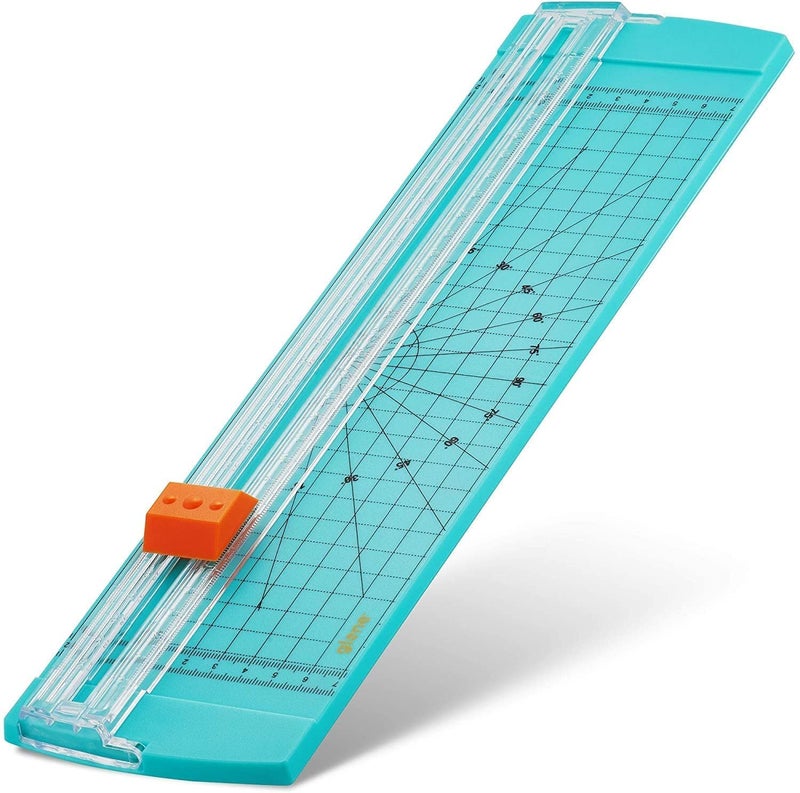 DEZIINE�1Pcs MINIPaper Cutter Portable Guillotine Paper Trimmer with Automatic Security Safeguard for Home and Office Papers Cards Labels Coupons Photos Cutting. Set of 1 Multi Colour - Image 1