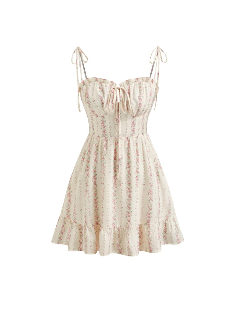 CIDER Womens Summer Mini Dress Sleeveless Floral Boho Short Sundress Pink - Image 1