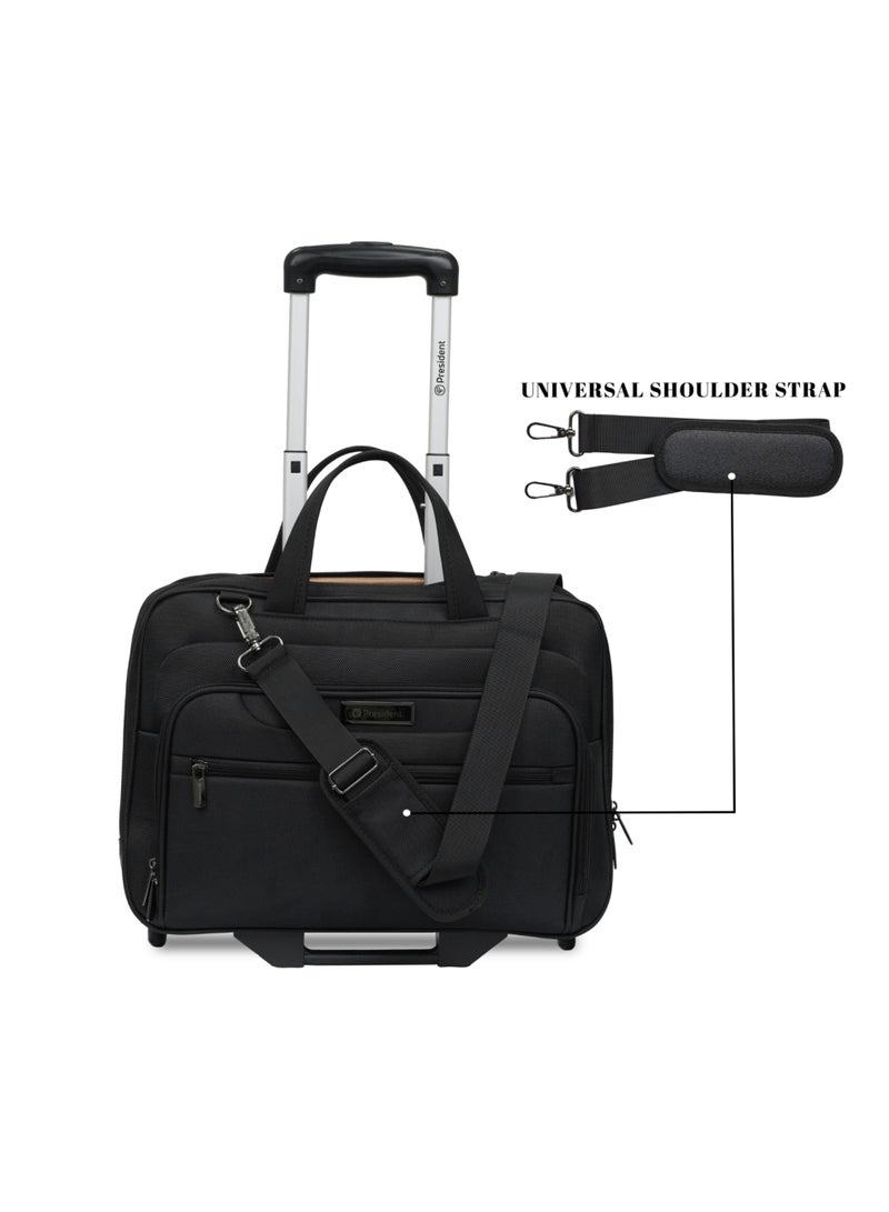 President  Premium Pilot Bag 1680D Nylon Water Resistant 2 smooth rolling Wheeled Laptop Case with Safe Zippers (Model 7840) Black - Image 4