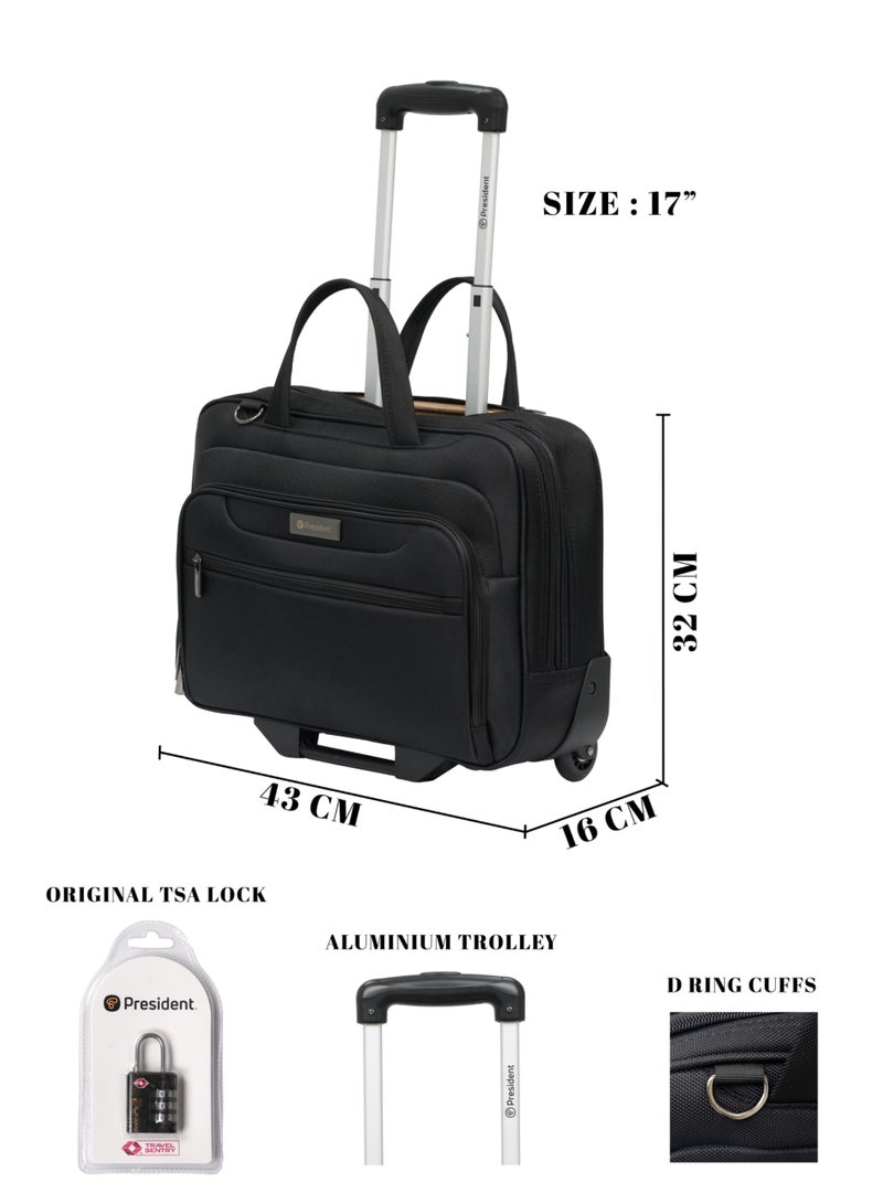 President  Premium Pilot Bag 1680D Nylon Water Resistant 2 smooth rolling Wheeled Laptop Case with Safe Zippers (Model 7840) Black - Image 5