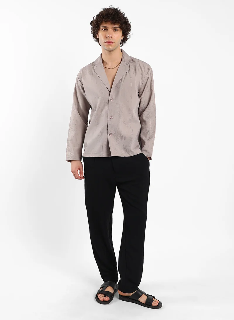 كامبوس سوترا Men's Ecru Beige Wrinked Korean Oversized Shirt