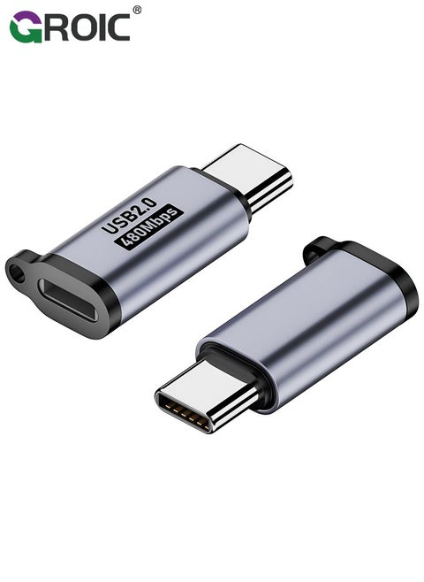 2 Pack USB C to Lightning Adapter, Compatible with Type-C to iPhone, USB C Male to Lightning Female Connector, Portable USB C Transfer Keychain.