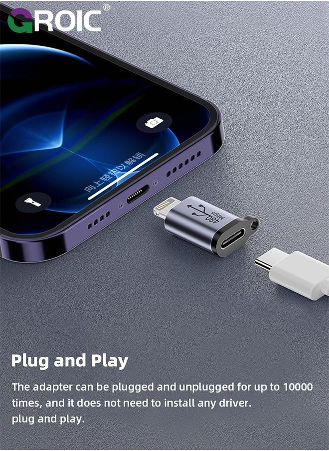 GROIC 2 Pack USB C to Lightning Adapter, Compatible with Type-C to iPhone, USB C Male to Lightning Female Connector, Portable USB C Transfer Keychain.  - Image 3