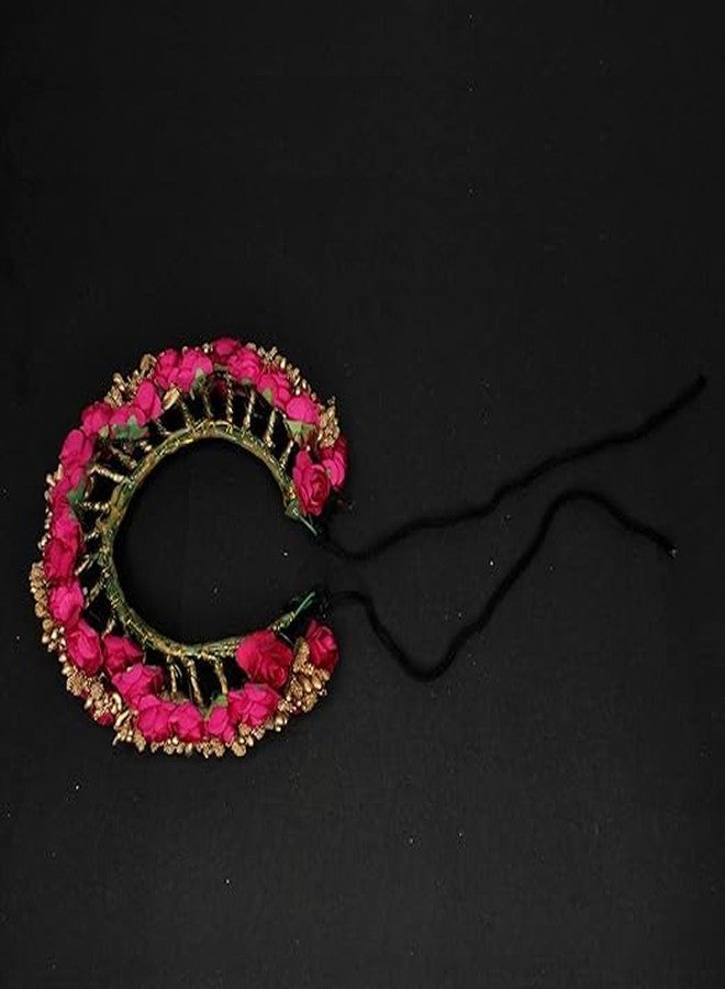 Fully Bridal Flower Bun Hair Gajra Accessories For Wedding And Party Use Pink Pack Of 1 - Image 4