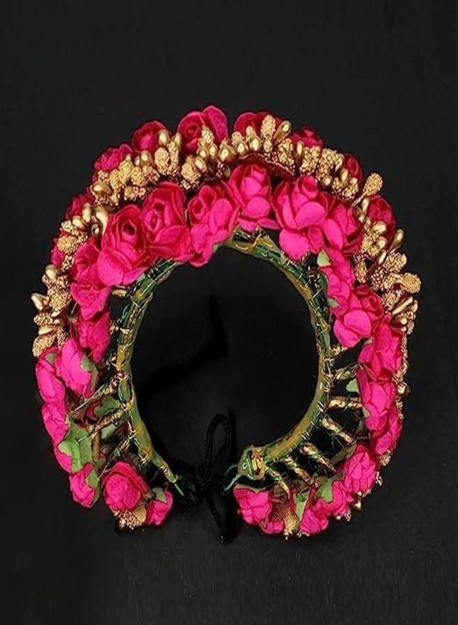 Fully Bridal Flower Bun Hair Gajra Accessories For Wedding And Party Use Pink Pack Of 1 - Image 2