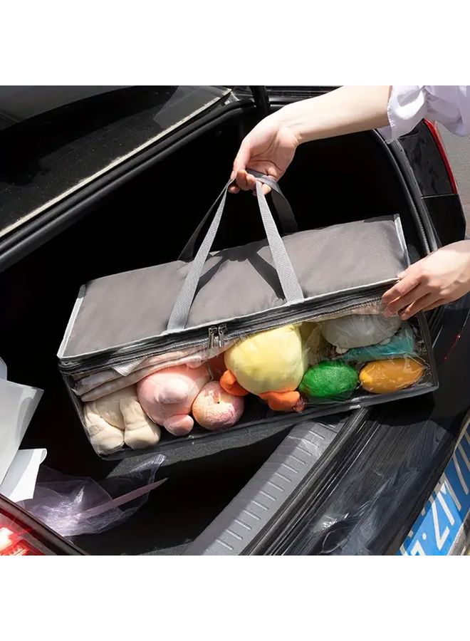 Light Gray Clear PVC Car Trunk Organizer Foldable Storage Bag with Handles - Image 1