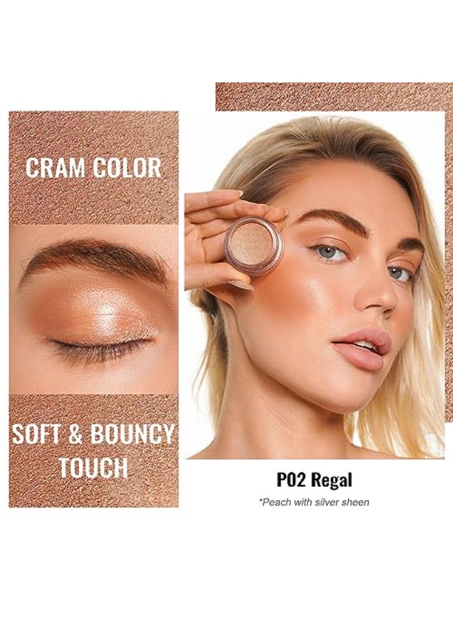 Oulac Nude Pearl Cream Eyeshadow also for Highlighter Shimmer Eye Shadow WaterproofLong Lasting with Moisturizing Formula Blendable Shimmer Eye MakeupVegan CrueltyFree6g P02 - Image 3