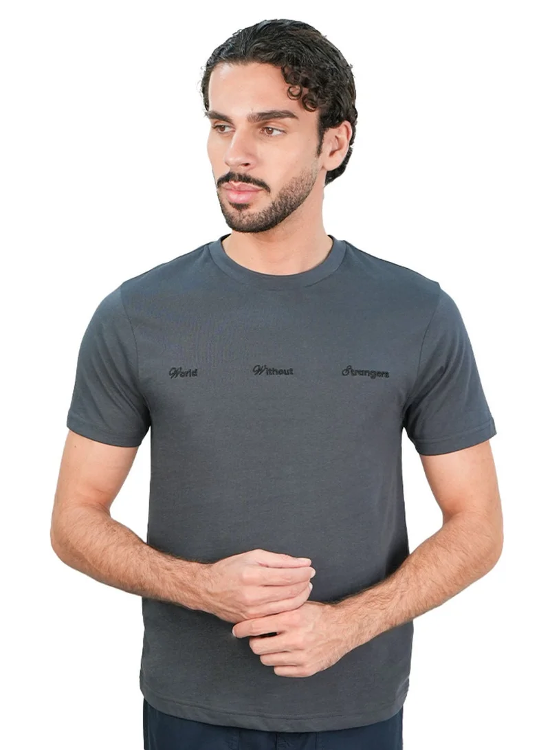 جيوردانو Men’s Slim Cotton Crew Neck WWS Print Tee