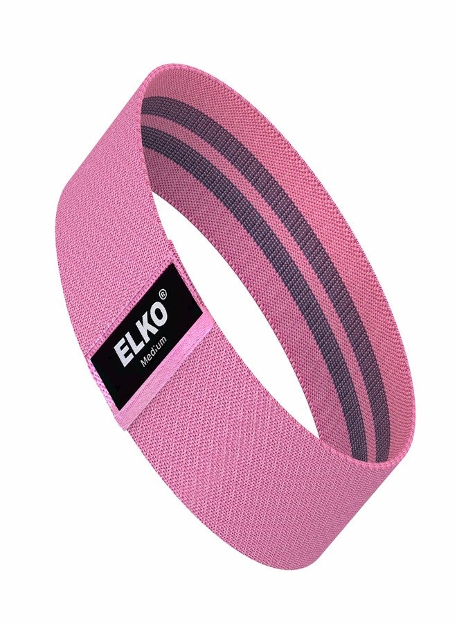 ELKO Fabric Resistance Band - Loop Hip Band for Women & Men for Hip, Legs, Stretching, Toning Workout. Mini Loop Bands for Glutes, Squats Exercise Usable in-Home & Gym Pink (Medium) - Image 1