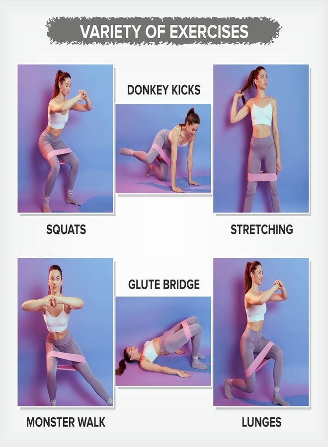 ELKO Fabric Resistance Band - Loop Hip Band for Women & Men for Hip, Legs, Stretching, Toning Workout. Mini Loop Bands for Glutes, Squats Exercise Usable in-Home & Gym Pink (Medium) - Image 3