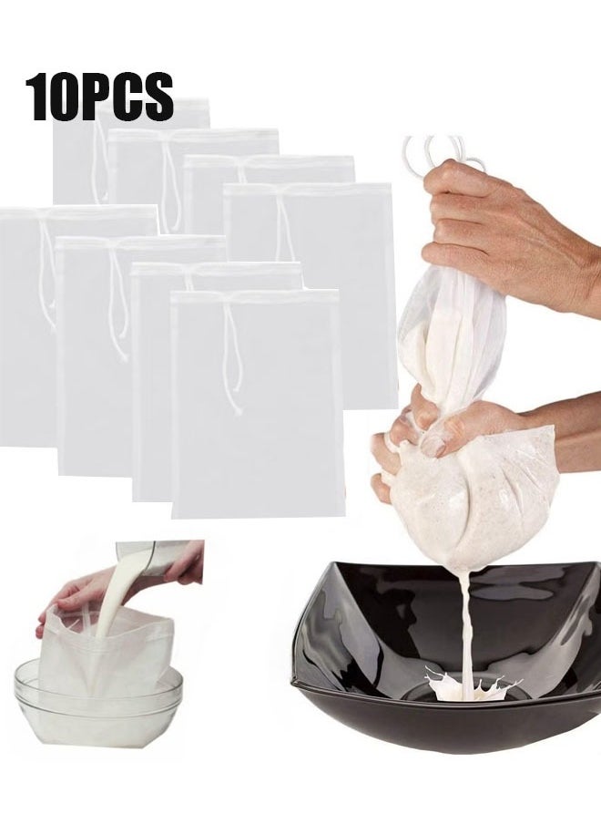 ZVEV 10Pcs Nut Milk Bag, Reusable Almond Milk Bag, All Purpose Food Strainer, Fine Mesh Nylon Cheesecloth & Coffee Filter, 15 x 20 cm  - Image 1