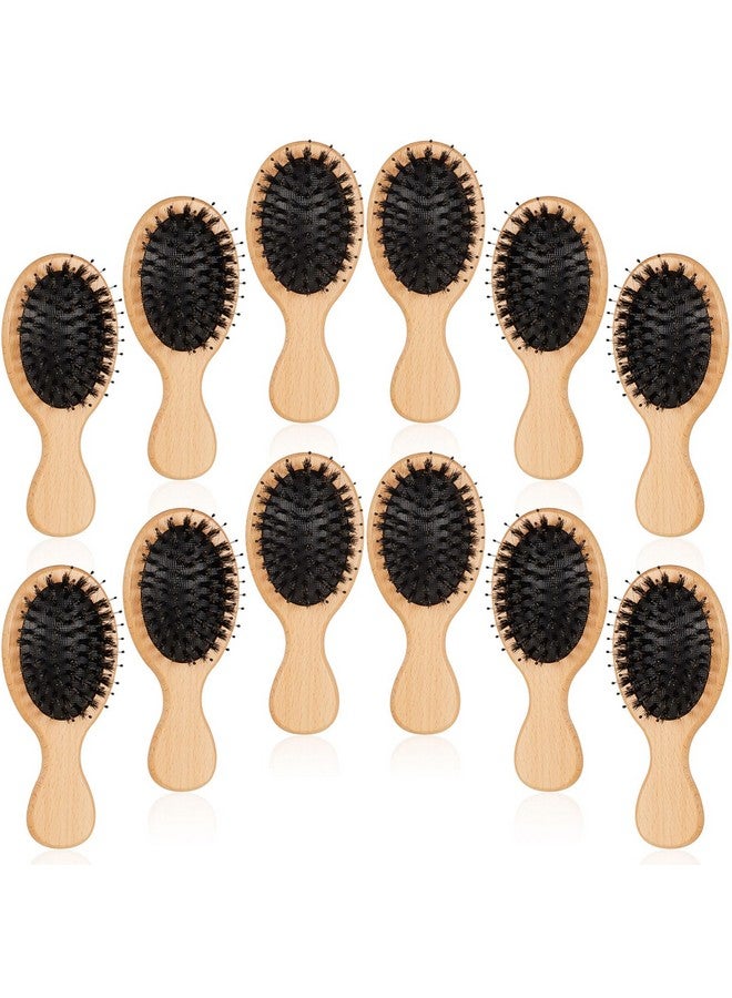Tessco 12 Pcs Mini Travel Wooden Hair Brush For Women Girls Hair Mini Pocket Hairbrush Boar Bristle Hair Brushes Small Wooden Hair Brush Bulk For Thick Curly Thin Long Short Wet Or Dry Hair - Image 1