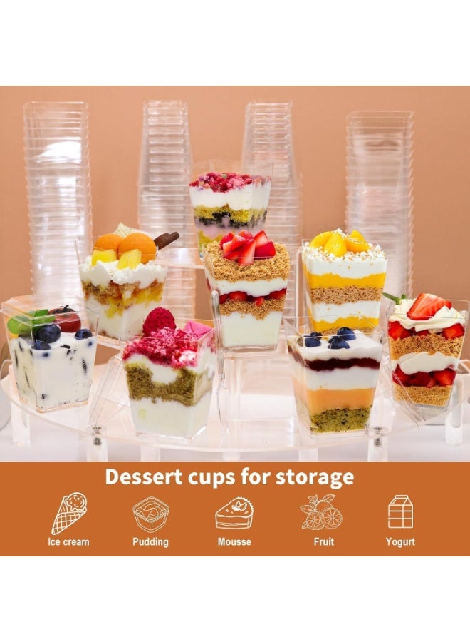 Arabest Dessert Cups with Lids and Spoons, 5 oz Clear Trapezoid Mini Dessert Cups, 75 Piece Set for Parfaits, Mousse, Pudding, Fruit and Appetizers, for Weddings, Birthdays and Parties - Image 5