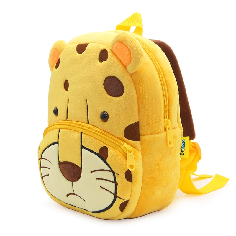 Plush Kids Backpack, Leopard Animal Design, Soft Lightweight School Bag for Toddlers and Preschool Kids - Image 2