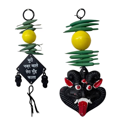 Salvus App SOLUTIONS Hanging Nazar Battu Evil Eye Protector – Decorative Showpiece Nazar Suraksha Kawach for Home, Office & Shop (Pack of 2, Multicolor, Plastic) - Image 1