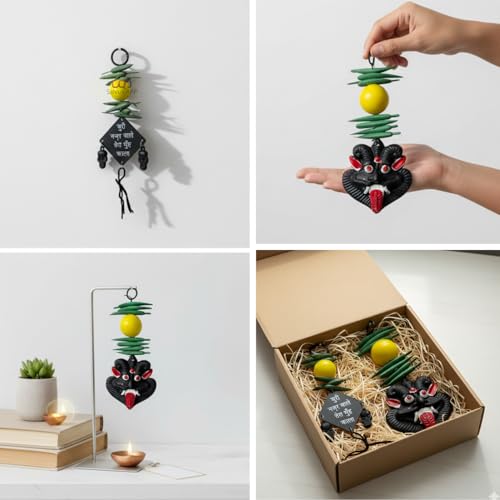 Salvus App SOLUTIONS Hanging Nazar Battu Evil Eye Protector – Decorative Showpiece Nazar Suraksha Kawach for Home, Office & Shop (Pack of 2, Multicolor, Plastic) - Image 5