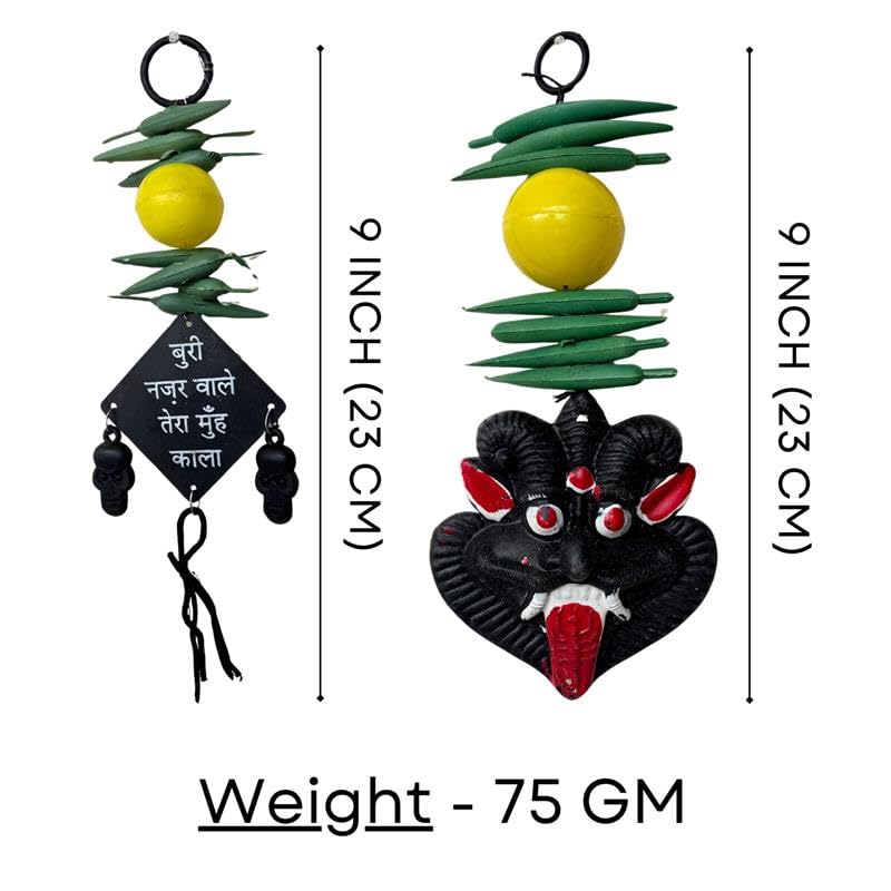 Salvus App SOLUTIONS Hanging Nazar Battu Evil Eye Protector – Decorative Showpiece Nazar Suraksha Kawach for Home, Office & Shop (Pack of 2, Multicolor, Plastic) - Image 2