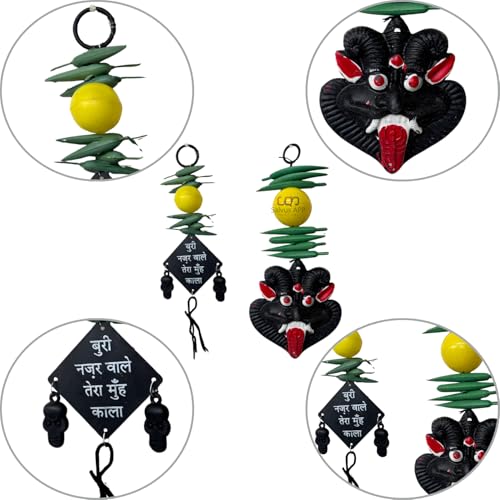 Salvus App SOLUTIONS Hanging Nazar Battu Evil Eye Protector – Decorative Showpiece Nazar Suraksha Kawach for Home, Office & Shop (Pack of 2, Multicolor, Plastic) - Image 3