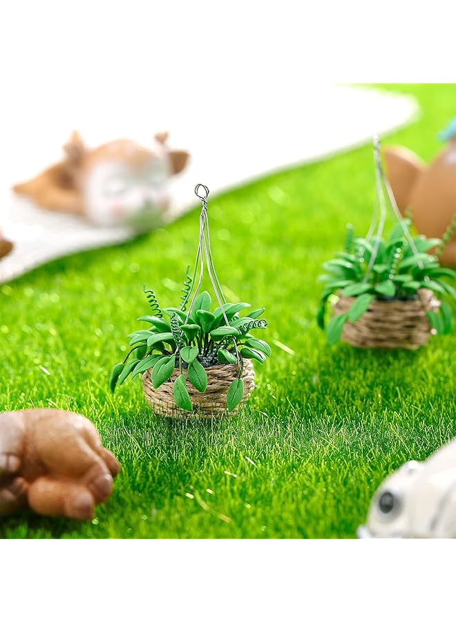 KASTWAVE 2 Pieces 1:12 Scale Miniature Dollhouse Plants Set Mini Potted Bonsai Hanging Christmas Tree & Small Houseplants For Kids Toddlers Diy Dollhouse Accessories Toy - Image 5