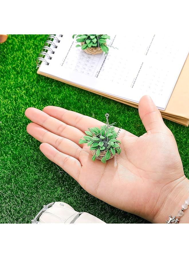 KASTWAVE 2 Pieces 1:12 Scale Miniature Dollhouse Plants Set Mini Potted Bonsai Hanging Christmas Tree & Small Houseplants For Kids Toddlers Diy Dollhouse Accessories Toy - Image 4